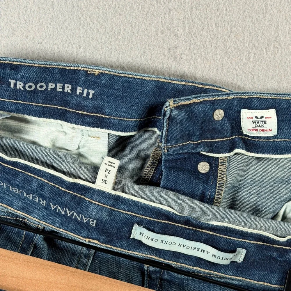 Banana Republic Trooper Fit White Oak Cone Denim Jeans Blue 36x34 797201-00